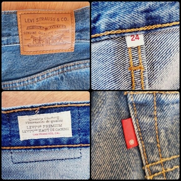 Rare LEVI's Classic Blue Ribcage V Yoke Frayed Skirt - Picture 14 of 14